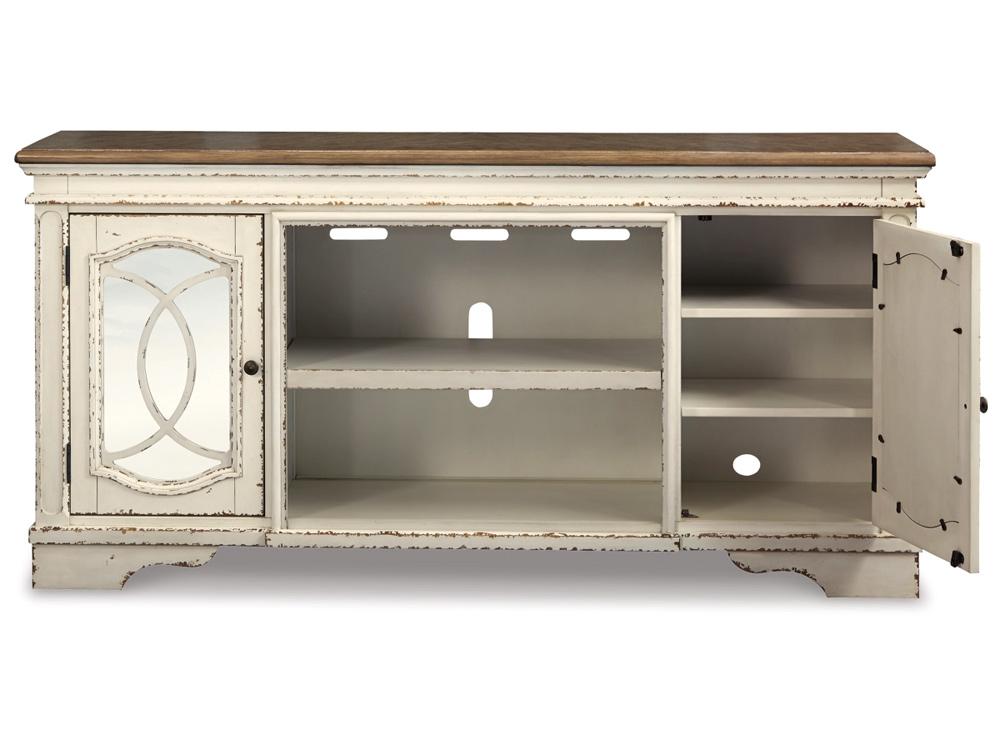 Signature Design by Ashley - Realyn Xl Tv Stand W/Fireplace Option in Chipped White - W743-68 veiw 1