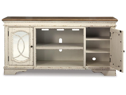 Signature Design by Ashley - Realyn Xl Tv Stand W/Fireplace Option in Chipped White - W743-68 veiw 1