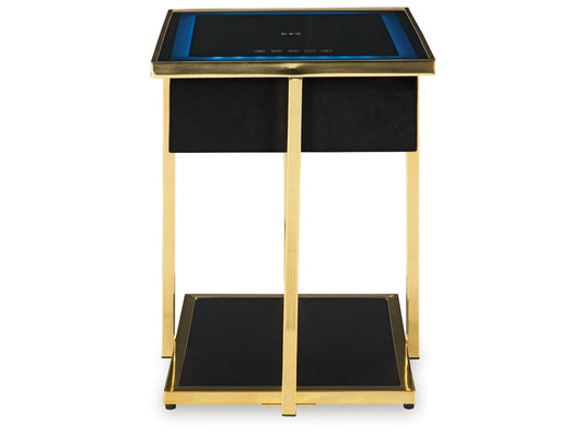 Signature Design by Ashley - Rexwell Accent Table with Speaker in Black/Gold Finish - A4000681 veiw 1