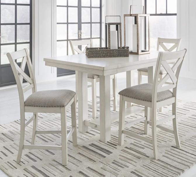 Signature Design by Ashley - Robbinsdale Counter Height Dining Table And 4 Barstools in Antique White veiw 1