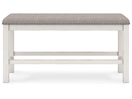 Signature Design by Ashley - Robbinsdale DBL Counter UPH Bench in Antique White - D642-09 veiw 1