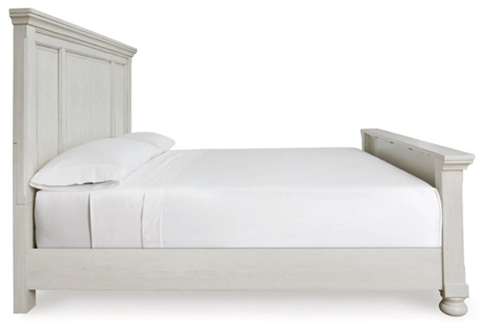 Signature Design by Ashley - Robbinsdale King Panel Bed in Antique White veiw 4