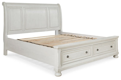 Signature Design by Ashley - Robbinsdale Queen Sleigh Bed With Storage in Antique White veiw 3