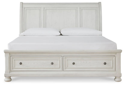 Signature Design by Ashley - Robbinsdale Queen Sleigh Bed With Storage in Antique White veiw 4