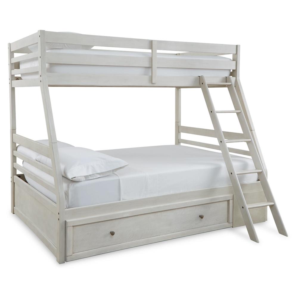 Signature Design by Ashley - Robbinsdale Twin Over Full Bunk Bed With Storage in Antique White veiw 1