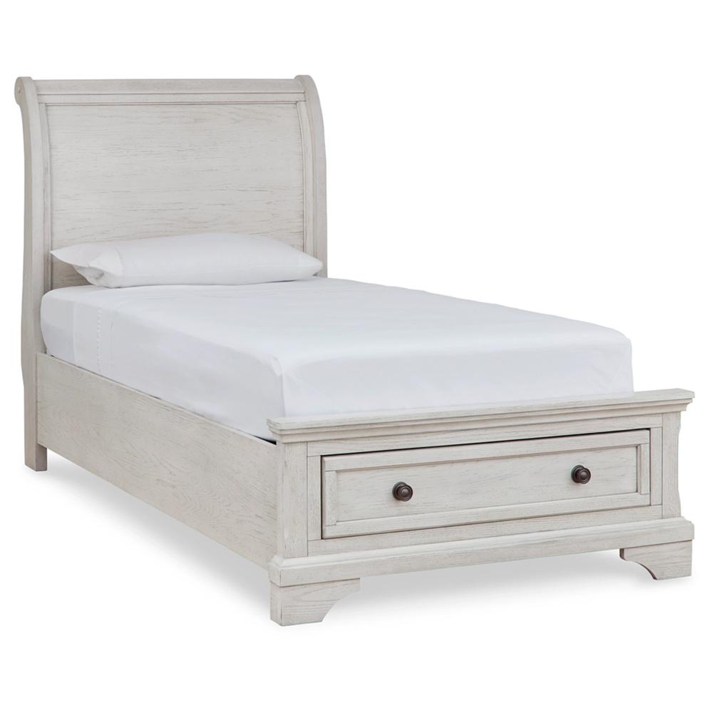 Signature Design by Ashley - Robbinsdale Twin Sleigh Storage Bed in Antique White veiw 1
