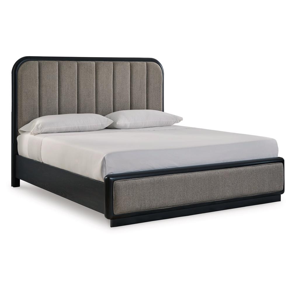 Signature Design by Ashley - Rowanbeck California King Upholstered Panel Bed in Black veiw 1