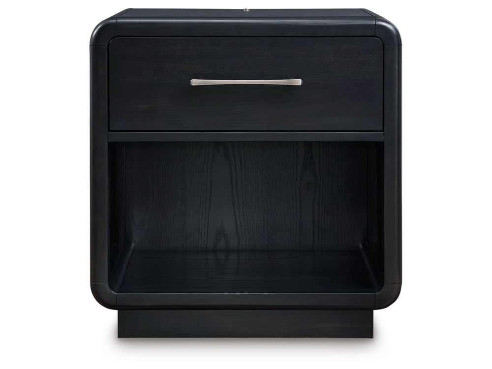 Signature Design by Ashley - Rowanbeck One Drawer Night Stand in Black - B821-91 veiw 1
