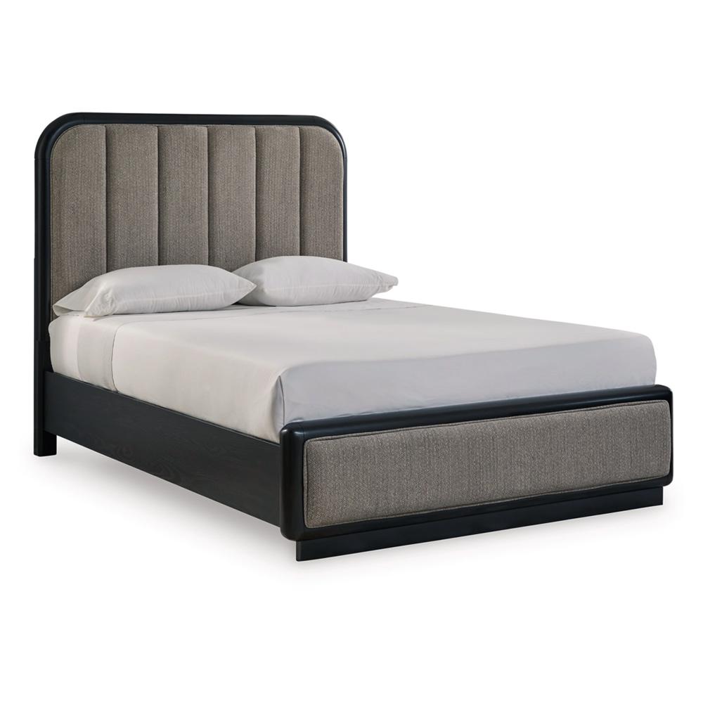 Signature Design by Ashley - Rowanbeck Queen Upholstered Panel Bed in Black veiw 1