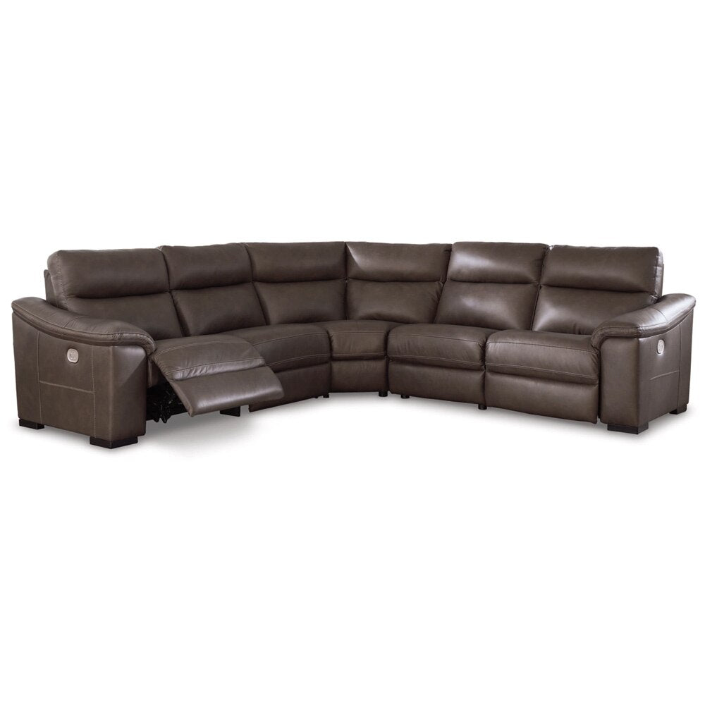 Signature Design by Ashley - Salvatore 5-Piece Power Reclining Sectional in Chocolate veiw 1