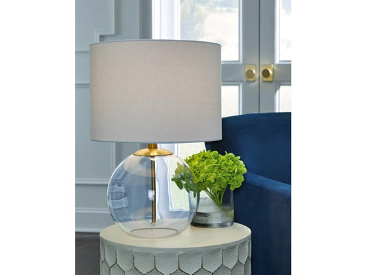 Signature Design by Ashley - Samder Glass Table Lamp in Clear/Brass Finish - L430744 veiw 2
