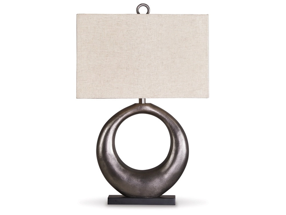 Signature Design by Ashley - Saria Metal Table Lamp in Antique Silver Finish - L207394 veiw 1