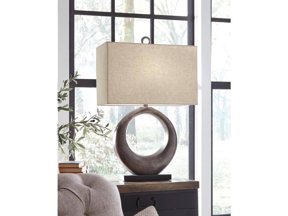 Signature Design by Ashley - Saria Metal Table Lamp in Antique Silver Finish - L207394 veiw 2