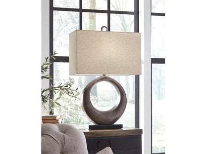 Signature Design by Ashley - Saria Metal Table Lamp in Antique Silver Finish - L207394 veiw 2
