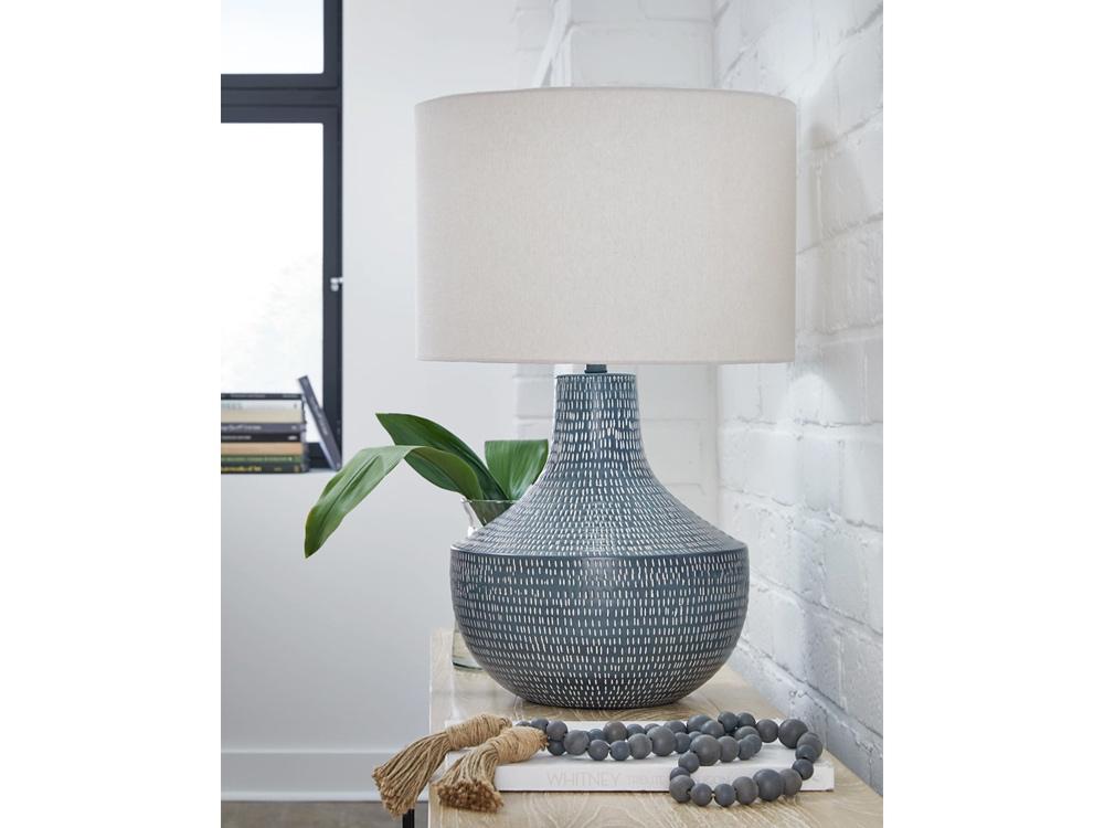 Signature Design by Ashley - Schylarmont Metal Table Lamp in Antique Gray/White - L207474 veiw 2