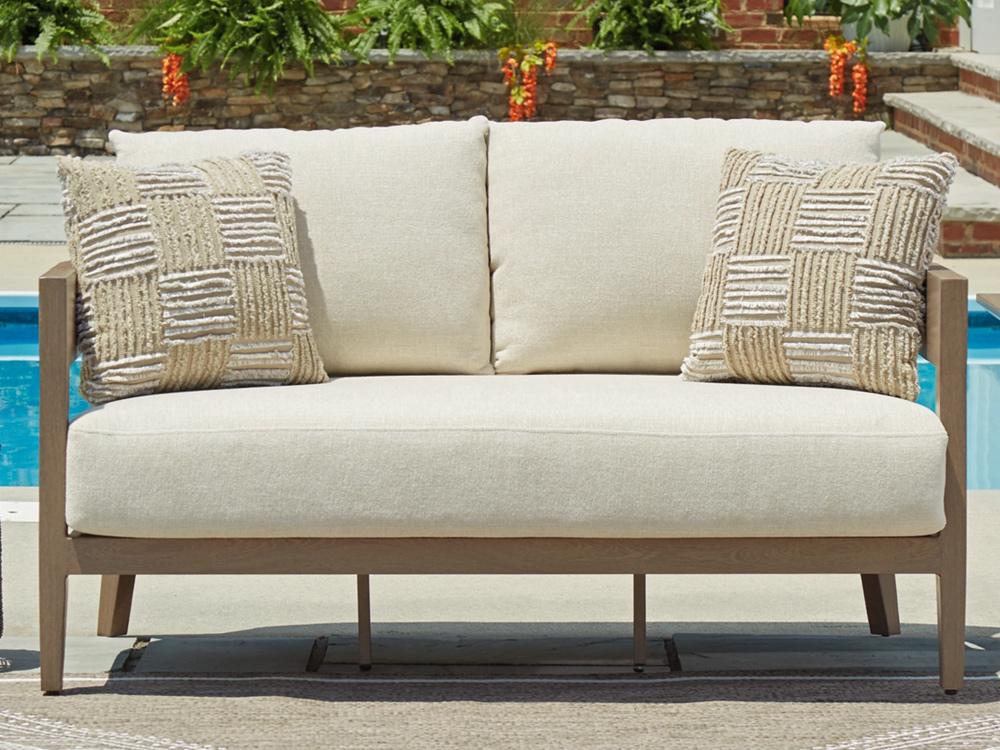 Signature Design by Ashley - Serene Bay Outdoor Loveseat W/Cushion in Dark Brown - P671-835 veiw 2