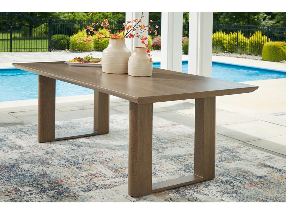 Signature Design by Ashley - Serene Bay Outdoor Rect Dining Table W/Umb Opt in Dark Brown - P671-625 veiw 2