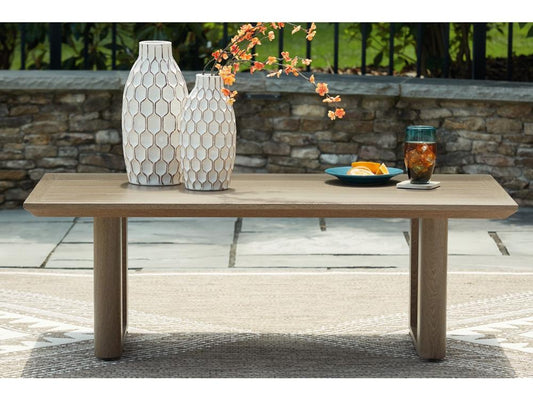 Signature Design by Ashley - Serene Bay Outdoor Rectangular Cocktail Table in Dark Brown - P671-701 veiw 2