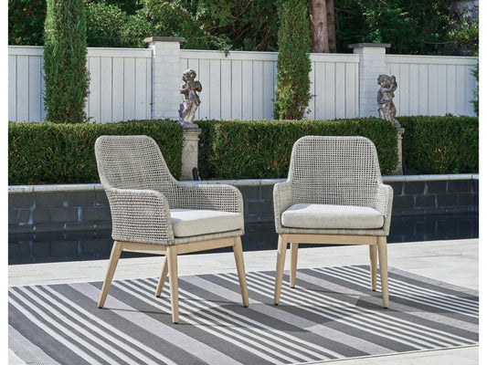 Signature Design by Ashley - Seton Creek Outdoor Arm Chair With Cushion (Set of 2) in Gray - P798-601A veiw 2