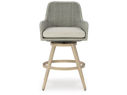 Signature Design by Ashley - Seton Creek Outdoor Barstool With Cushion (Set of 2) in Beige/Gray - P798-130 veiw 1