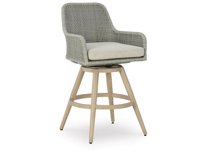 Signature Design by Ashley - Seton Creek Outdoor Barstool With Cushion (Set of 2) in Beige/Gray - P798-130 veiw 3