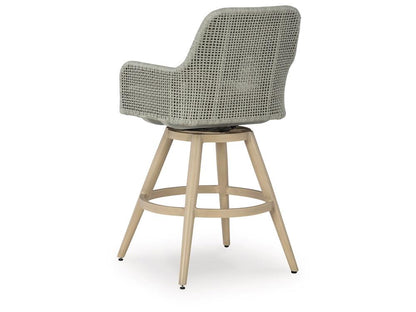 Signature Design by Ashley - Seton Creek Outdoor Barstool With Cushion (Set of 2) in Beige/Gray - P798-130 veiw 4