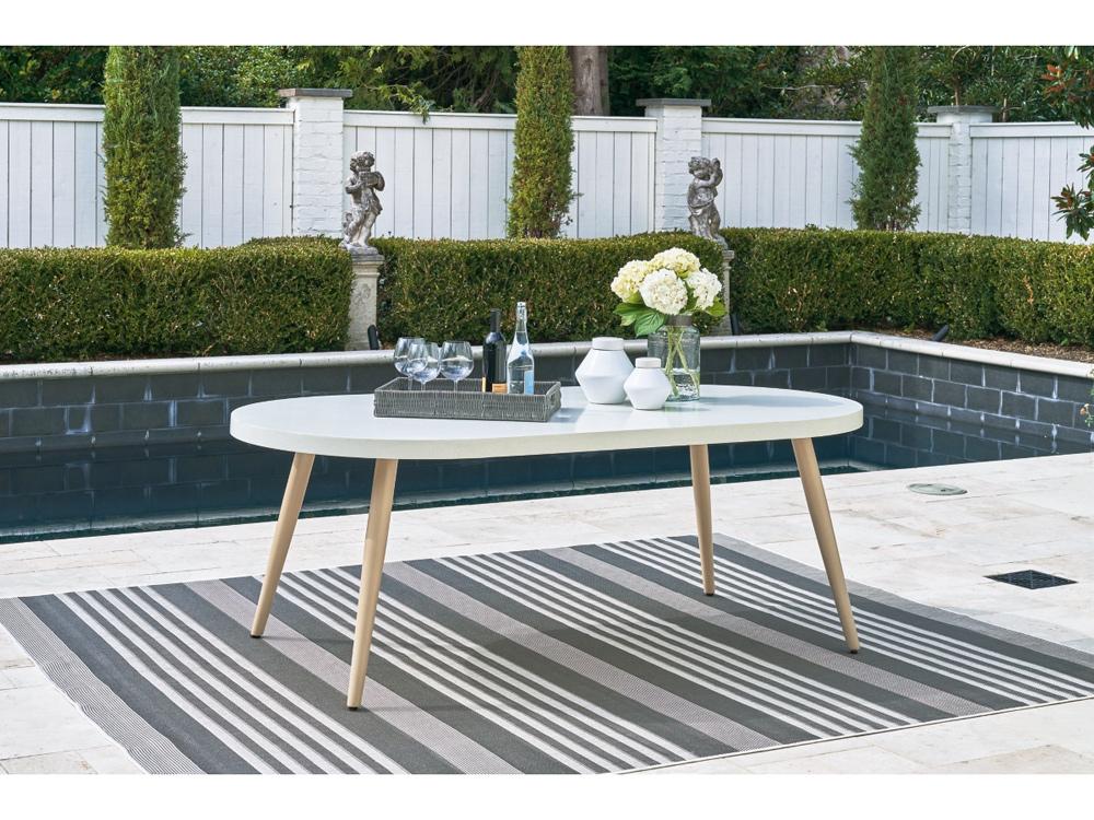 Signature Design by Ashley - Seton Creek Outdoor Oval Dining Table W/Umb Opt in Gray - P798-625 veiw 2