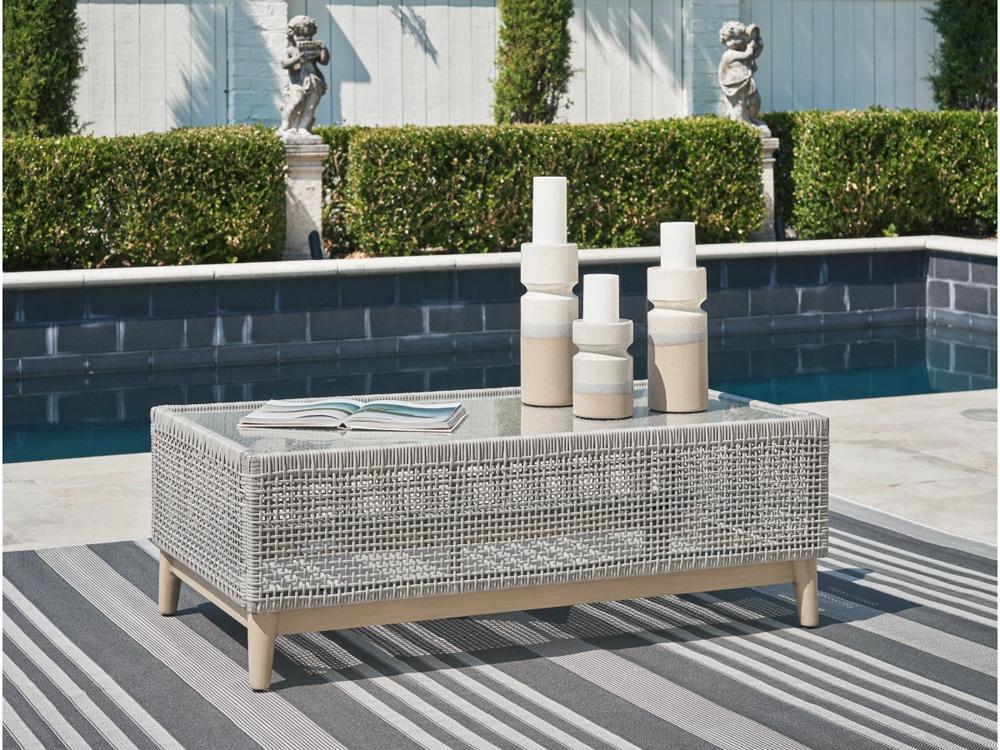 Signature Design by Ashley - Seton Creek Outdoor Rectangular Cocktail Table in Gray - P798-701 veiw 2