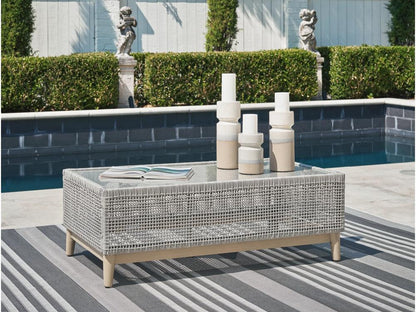 Signature Design by Ashley - Seton Creek Outdoor Rectangular Cocktail Table in Gray - P798-701 veiw 2