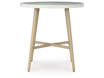 Signature Design by Ashley - Seton Creek Outdoor Round Bar Table W/Umb Opt in Beige/Gray - P798-613 veiw 1