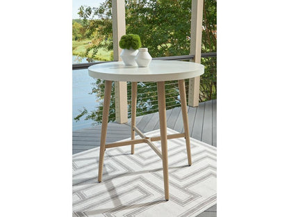Signature Design by Ashley - Seton Creek Outdoor Round Bar Table W/Umb Opt in Beige/Gray - P798-613 veiw 2