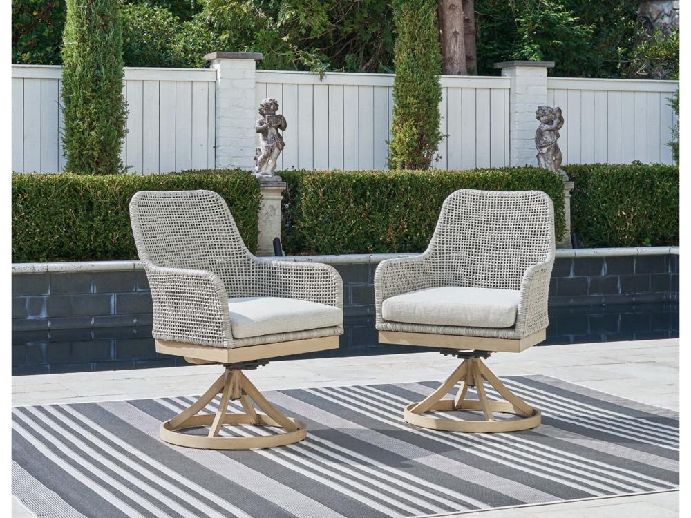 Signature Design by Ashley - Seton Creek Outdoor Swivel Chair W/Cushion (Set of 2) in Gray - P798-602A veiw 2
