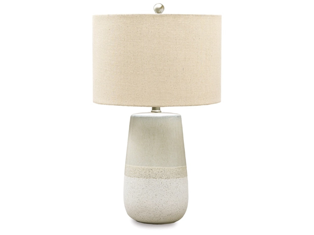 Signature Design by Ashley - Shavon Ceramic Table Lamp in Beige/White - L100724 veiw 1