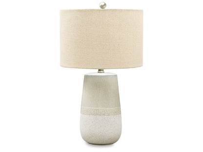 Signature Design by Ashley - Shavon Ceramic Table Lamp in Beige/White - L100724 veiw 1