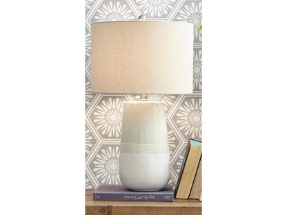 Signature Design by Ashley - Shavon Ceramic Table Lamp in Beige/White - L100724 veiw 2