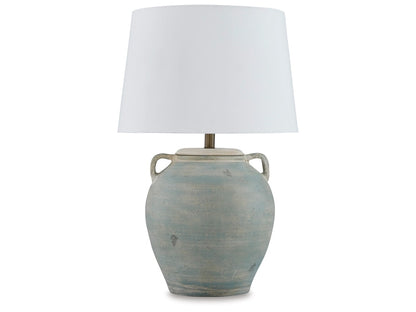 Signature Design by Ashley - Shawburg Terracotta Table Lamp in Antique Green - L100814 veiw 1