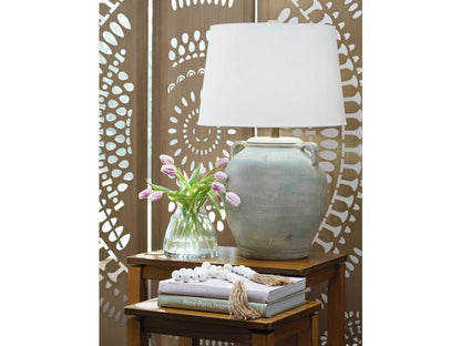 Signature Design by Ashley - Shawburg Terracotta Table Lamp in Antique Green - L100814 veiw 2