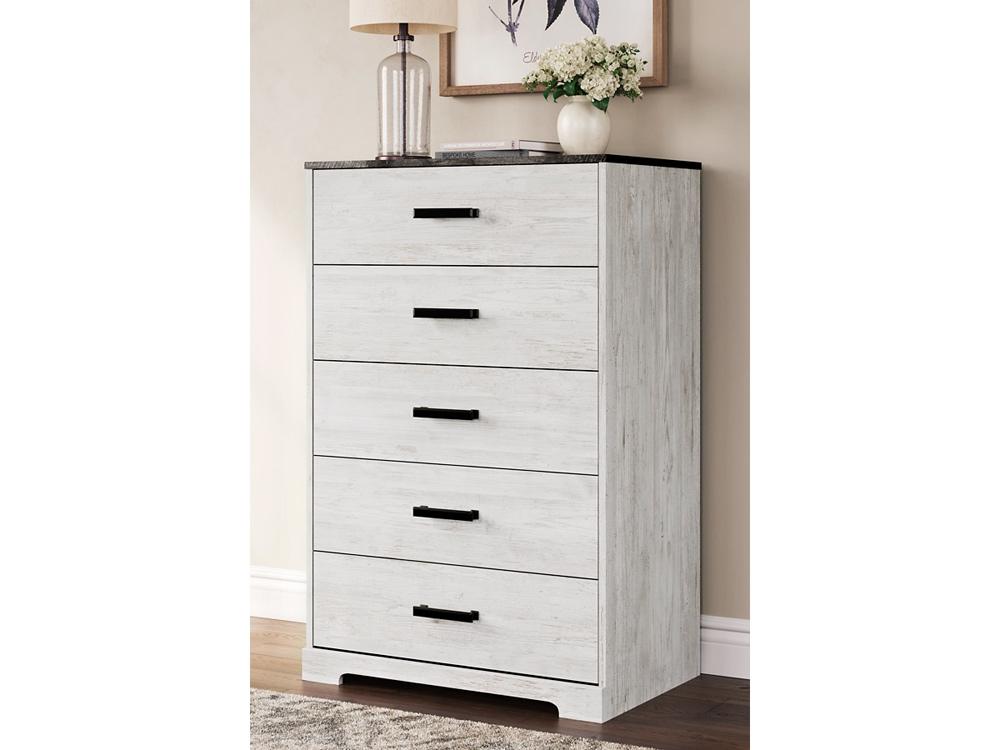 Signature Design by Ashley - Shawburn Five Drawer Chest in White/Dark Charcoal Gray - EB4121-245 veiw 2