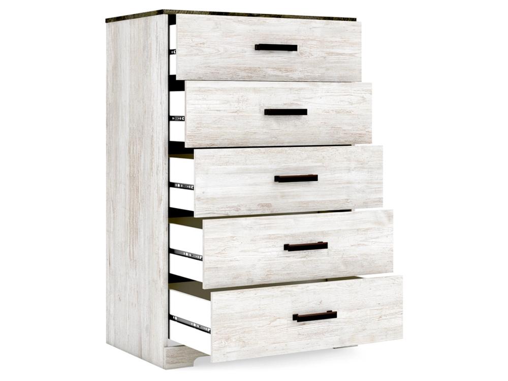 Signature Design by Ashley - Shawburn Five Drawer Chest in White/Dark Charcoal Gray - EB4121-245 veiw 3