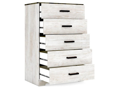 Signature Design by Ashley - Shawburn Five Drawer Chest in White/Dark Charcoal Gray - EB4121-245 veiw 3