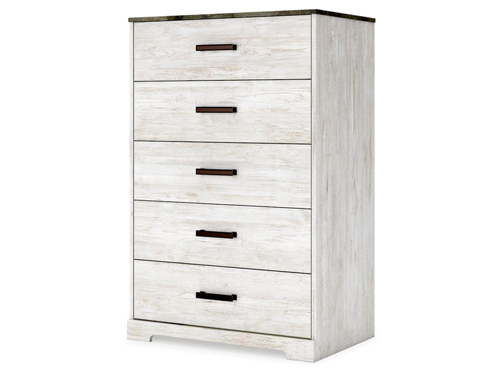 Signature Design by Ashley - Shawburn Five Drawer Chest in White/Dark Charcoal Gray - EB4121-245 veiw 4