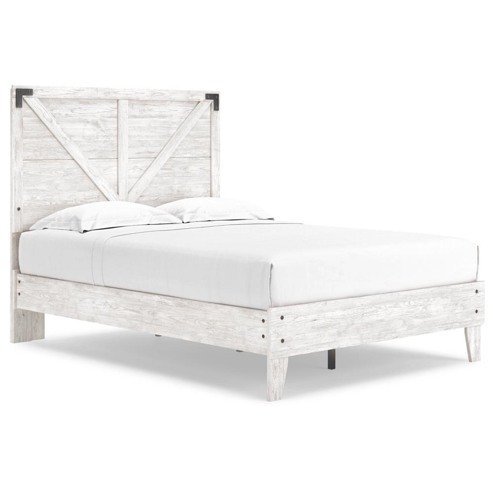 Signature Design by Ashley - Shawburn Full Crossbuck Panel Platform Bed in White/Dark Charcoal Gray veiw 1