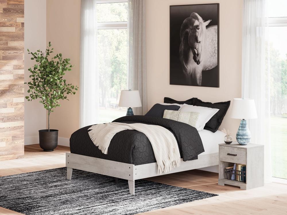 Signature Design by Ashley - Shawburn Full Platform Bed in Whitewash - EB4123-112 veiw 2