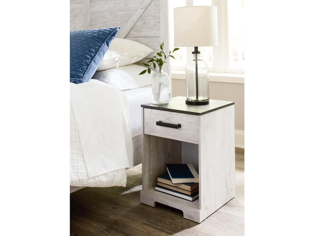 Signature Design by Ashley - Shawburn One Drawer Night Stand in White/Dark Charcoal Gray - EB4121-291 veiw 2