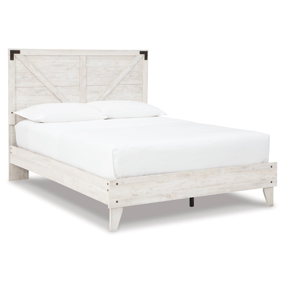 Signature Design by Ashley - Shawburn Queen Crossbuck Panel Platform Bed in White/Dark Charcoal Gray veiw 1