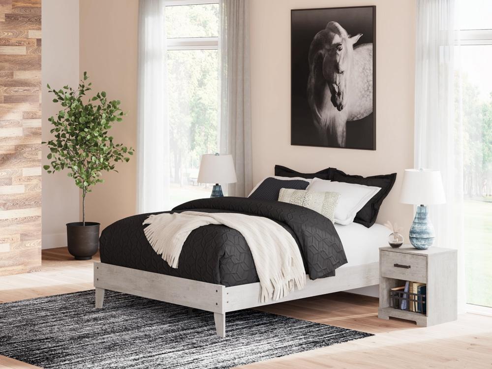 Signature Design by Ashley - Shawburn Queen Platform Bed in Whitewash - EB4123-113 veiw 2