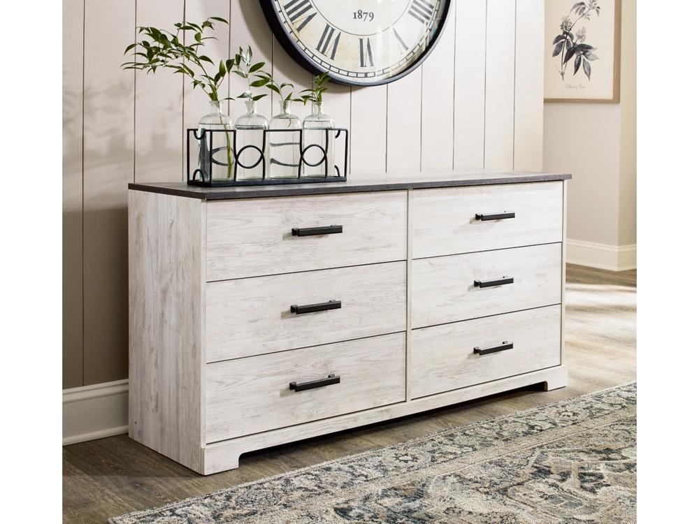 Signature Design by Ashley - Shawburn Six Drawer Dresser in White/Dark Charcoal Gray - EB4121-231 veiw 2