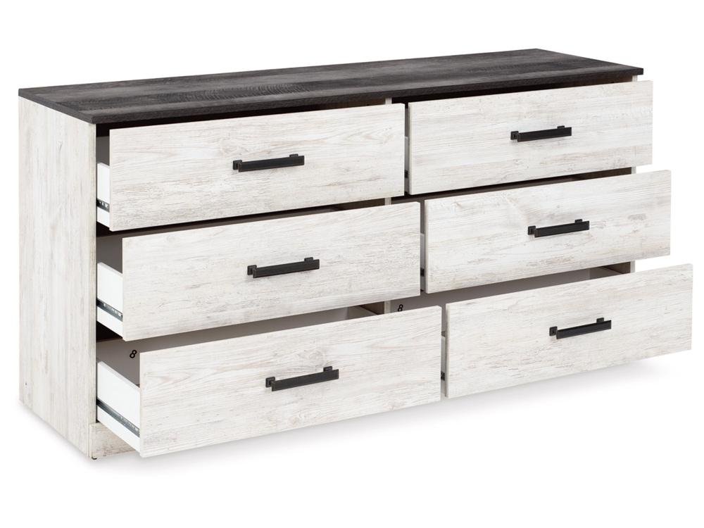 Signature Design by Ashley - Shawburn Six Drawer Dresser in White/Dark Charcoal Gray - EB4121-231 veiw 3