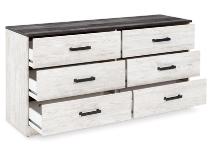 Signature Design by Ashley - Shawburn Six Drawer Dresser in White/Dark Charcoal Gray - EB4121-231 veiw 3