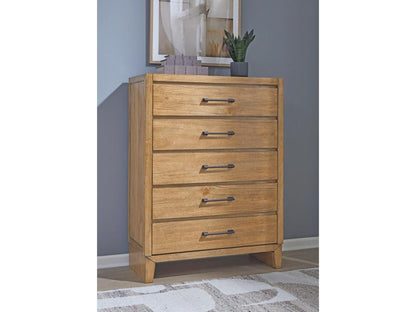 Signature Design by Ashley - Sherbana Five Drawer Chest in Light Brown - B833-46 veiw 2